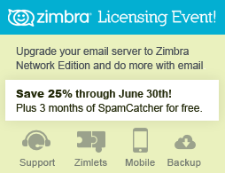 zimbra network edition licensing costs